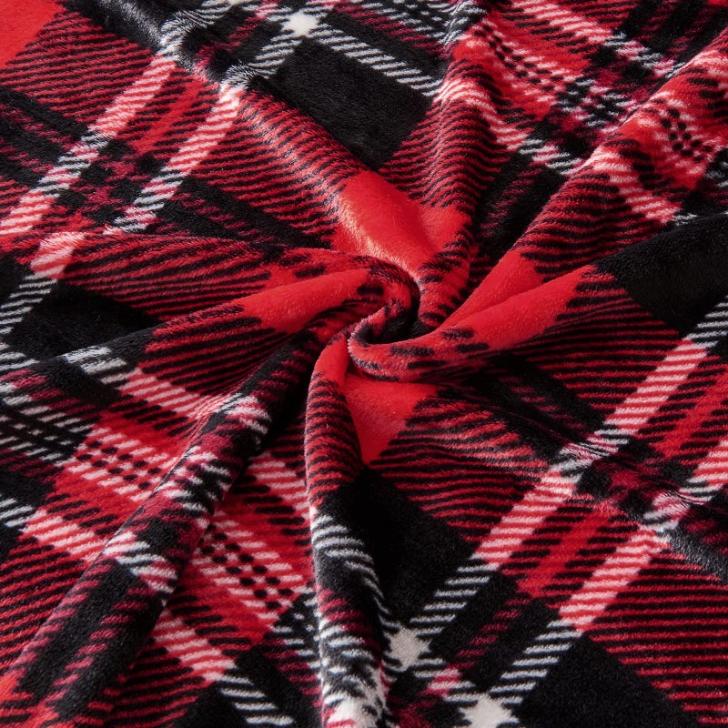 SOCHOW Flannel Fleece Throw Blanket 60 x 80 Inches, All Season Plaid Red/Grey Blanket for Bed, Couch, Car - Image 4